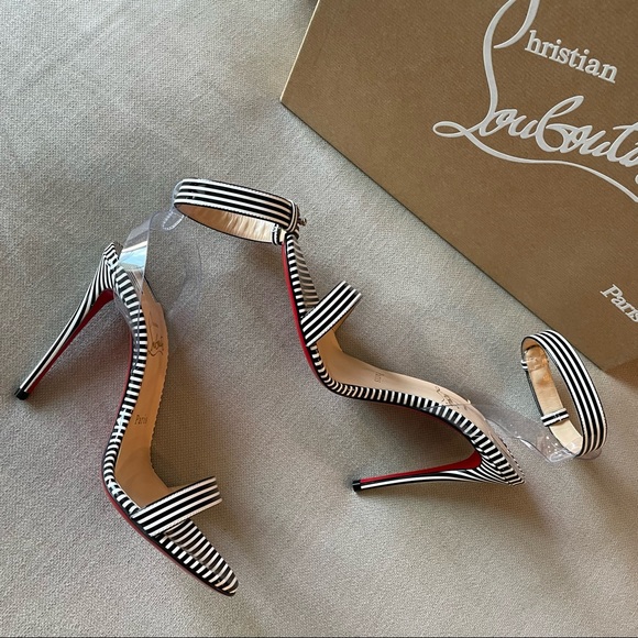 NWT💙CHRISTIAN LOUBOUTIN💙Patent PVC Striped Illusion Jonatina 100 - Picture 4 of 9